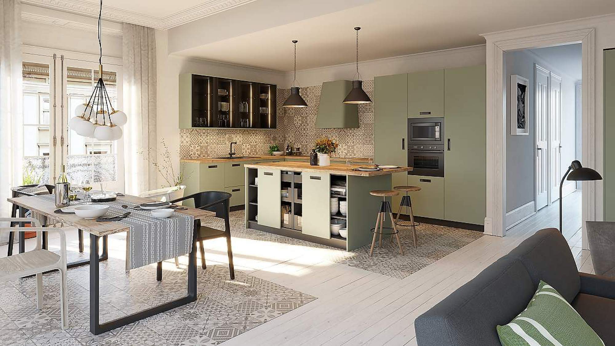 Open-plan kitchens: the same floor or two different ones?